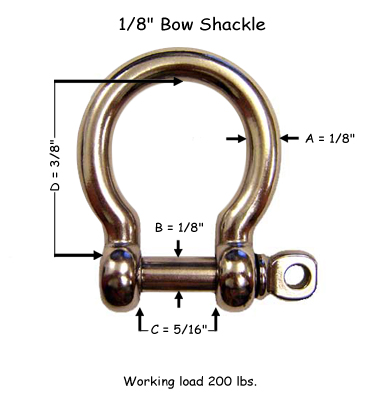 1/8-inch Stainless Steel Bow Shackle